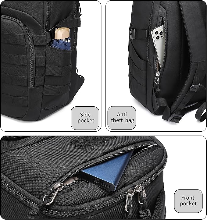 Wotony Military tactical backpack, backpack for men black small tactical assault bag