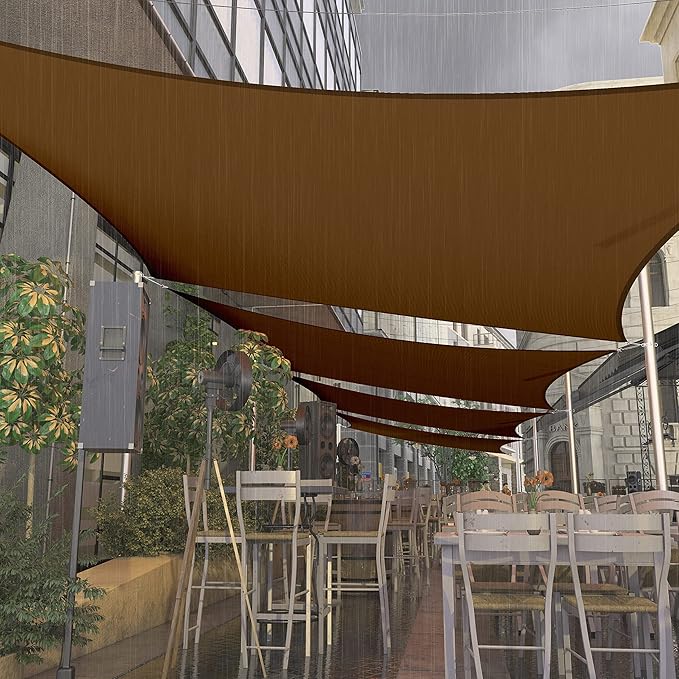 Amgo 10' x 10' Custom Size Brown Rectangle Square Waterproof Sun Shade Sail Order to Make UPF50+ AMWTPR0712 Canopy Awning, 98% UV Blockage Water Resistant, Backyard Patio Garden (We Customize)