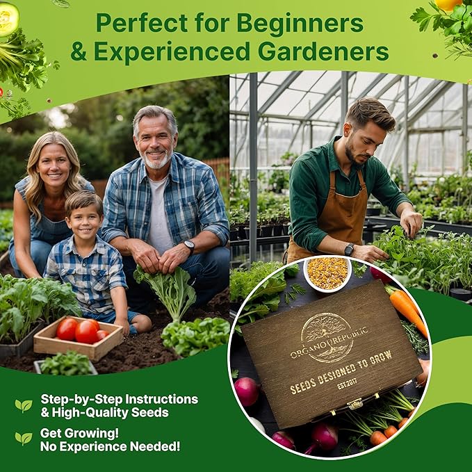 75 Medicinal Herb & Vegetable Seeds Variety Pack, Garden Seed Starter Kit - Over 47,380 Non-GMO Heirloom Seeds for Planting Vegetables and Herbs Garden Seeds Gift Seed Box with Gardening Supplies
