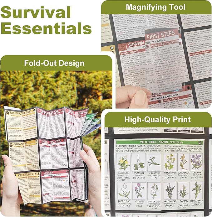 Tiny Pocket Survival Guide EDC Survival Kits Military Grade for Field Emergency, First Aid, Disaster, and Rural Urban Preparedness