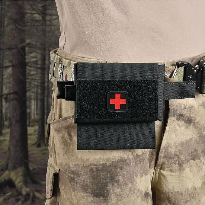 2-in-1 Micro Med Kit Med Pouch Tactical Mini First Aid Pouch Empty Small IFAK Pouch Compact Med Pouch EDC Bag with Tourniquet Holder |MOLLE Belt IFAK Micro Trauma Kit Pouch