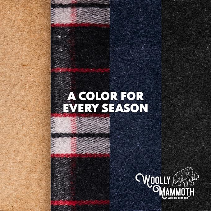Woolly Mammoth Wool Blanket - Warm Thick 50% Wool Blanket - Machine-Washable Picnic, Travel & Winter Outdoor Throw, 85"x47" Grey