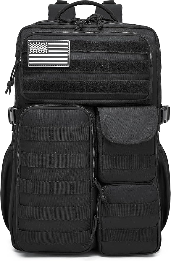 Wotony Tactical Backpack - Military waterproof backpack with multiple pockets and tactical gear for the outdoors (Black, 35L)