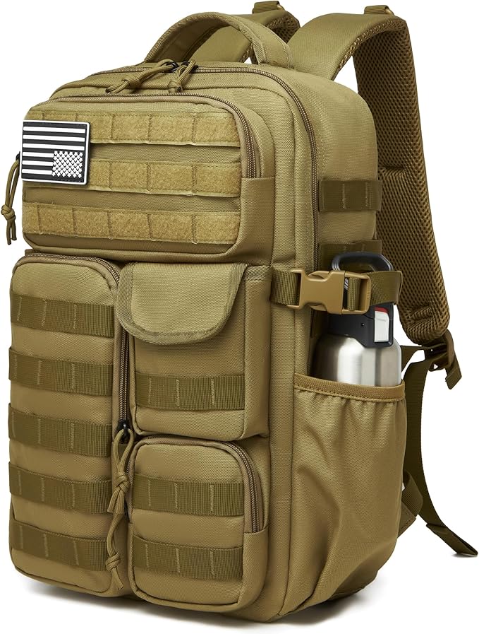 Wotony Tactical Backpack - Military waterproof backpack with multiple pockets and tactical gear for the outdoors (khaki, 30L)