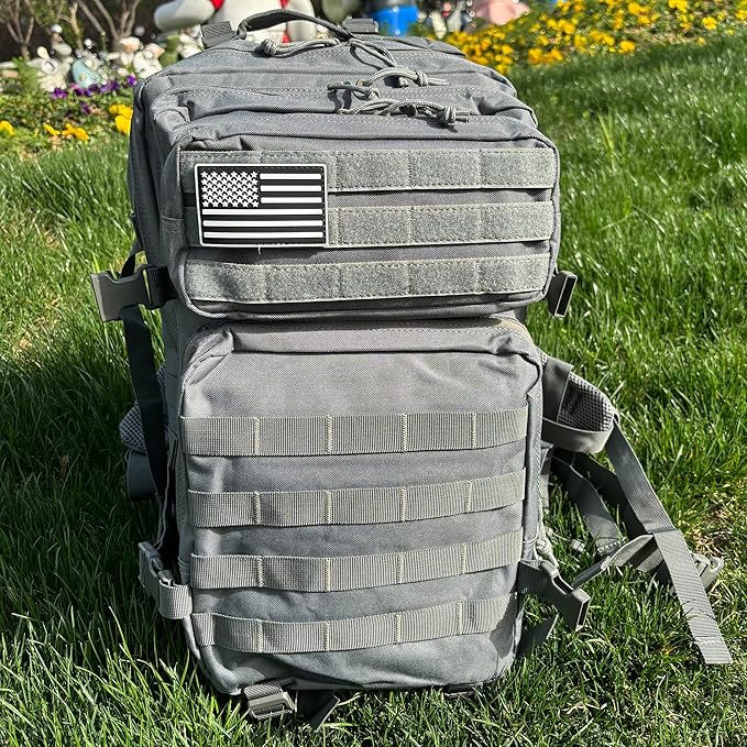 45L Military Tactical Backpack for Men & Women Bug Out Bag Assault pack Molle Daypack Hiking Trekking Rucksack(Grey)