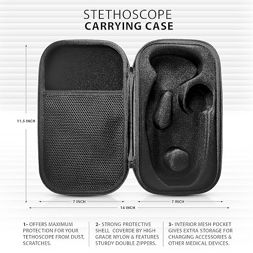 ASA TECHMED Medical Starter Kit - Stethoscope, Durable Blood Pressure Monitor, and EMT Shears and Protective Carrying Case Ideal for Healthcare Professionals, Blue