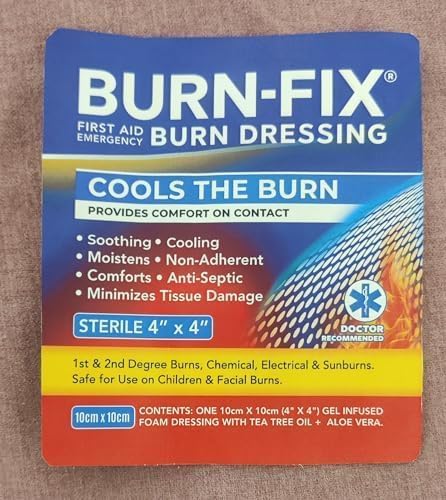 BurnFix Hydrogel Burn Dressings 2-Pack – 4×4″ Sterile Gel-Infused Foam Patches for 1st & 2nd Degree Burns, Sunburns & Scalds | Instant Cooling Relief & Fast-Healing Non-Stick First Aid Essential (2)