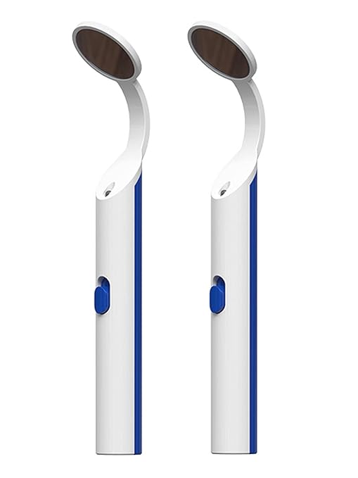 2 Pieces Dental Mirror with Light - LED Lighted Teeth Inspection Mirror, Anti Fog Curve Angle Mouth Mirrors Dentist Oral Assistant Care Tool Accessories (Blue)