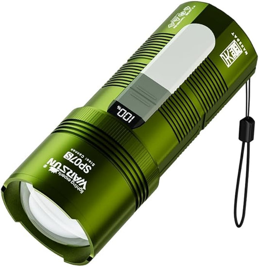 WARSUN SP07S Rechargeable LED Flashlight High Lumens – 2800 Lumens Zoomable Spotlight, Warm Side Light, 7 Modes Including Cool White, Warm, Red, 6000mAh Battery, Power Display, for Camping