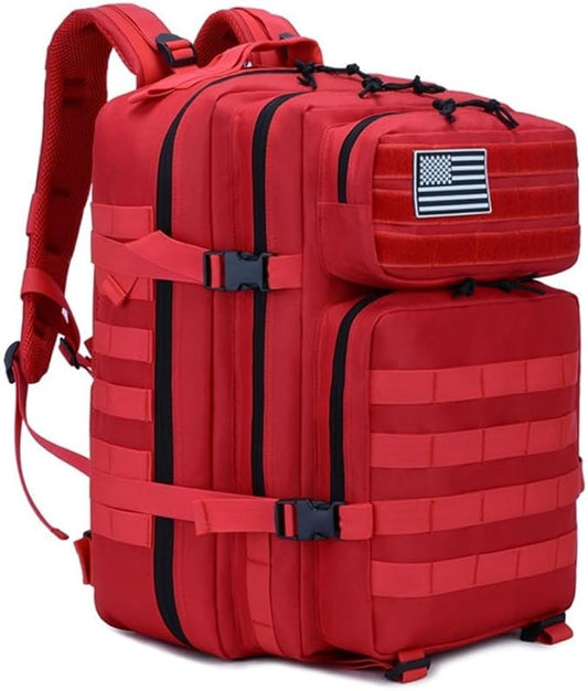 45L Military Tactical Backpack for Men & Women Bug Out Bag Assault pack Molle Daypack Hiking Trekking Rucksack(Red)