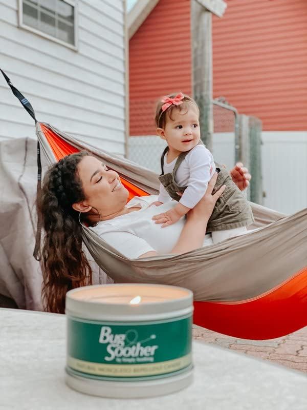Bug Soother Candle - Natural Insect, Gnat and Mosquito Repellent 2 Candles, 1oz Bottle of Bug Spray Deterrent - Safe for Adults, Kids, Pets, Environment - Made in USA