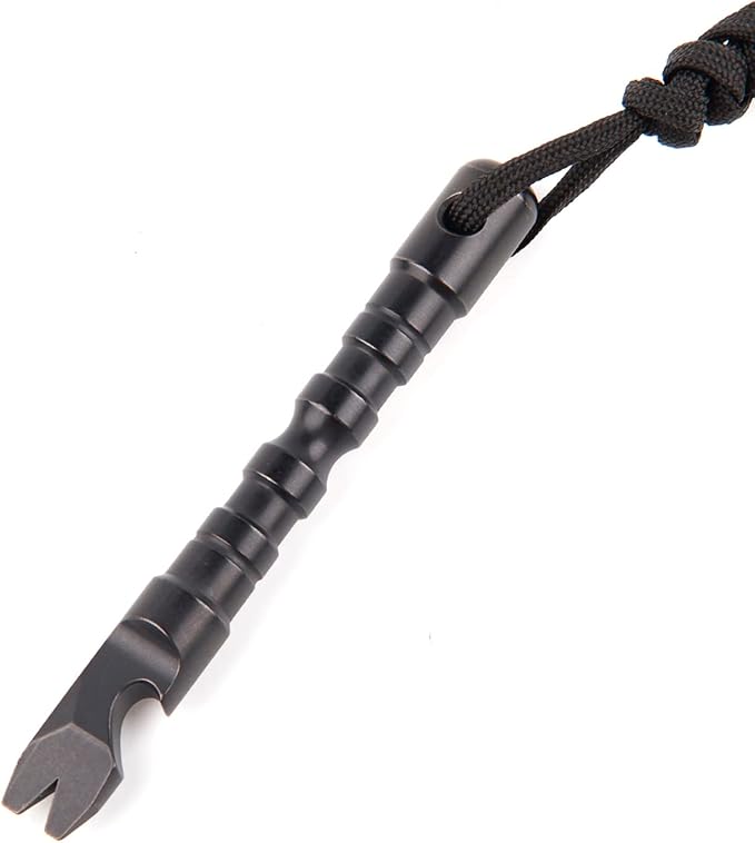 Titanium Alloy EDC Pry Bar with Bottle Opener Screwdriver Function Multi Tool (Black)