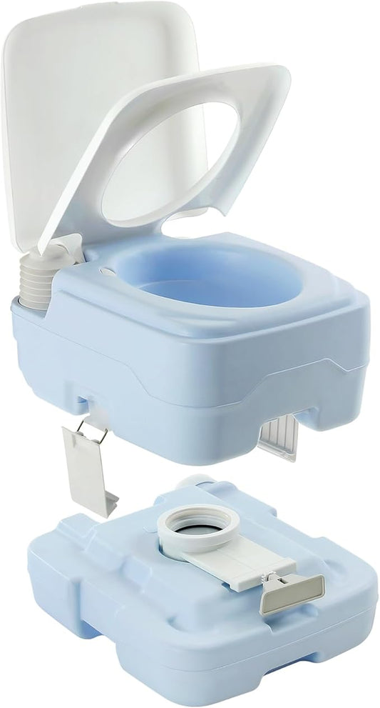 YITAHOME 2.64 Gallon Portable Toilet for Camping, RV Travel Potty with Press Flush Pump, Anti-leak Seal Ring for Travel, Boating, Hiking, Trips, Light Blue