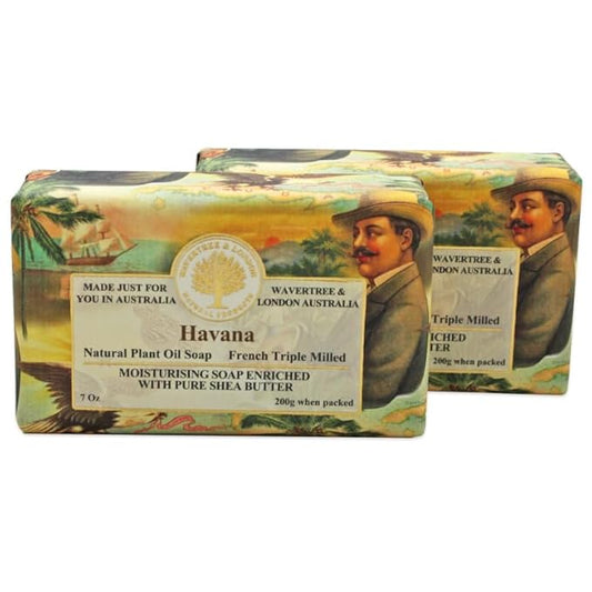 Wavertree & London Havana Scented Natural Soap (2 Bars), 7oz Moisturizing French Triple Milled Soap Bars enriched with shea butter - Pure Plant Based Bath & Body Bars for All Skin Types