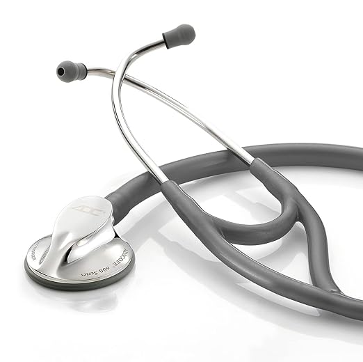ADC Adscope 600 Platinum Series Cardiology Stethoscope with Tunable AFD Technology, 27 inch Length, Metallic Gray