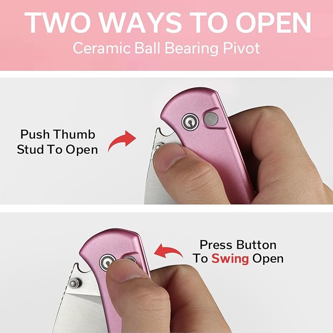 CIVIVI Qubit Pink Pocket Knife for EDC,Folding Utility Knife with 2.98" 14C28N Blade Aluminum Handle,Fashion Gifts for Women,Men C22030E-5