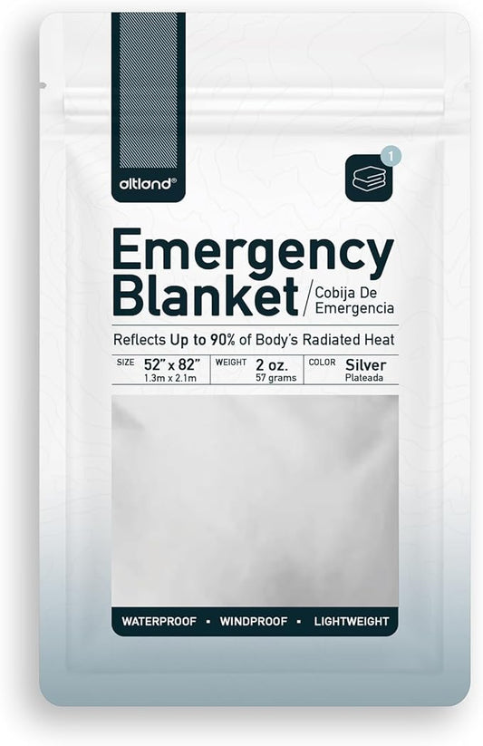 Altland Emergency Blanket - Heat Reflective Blanket for Winter Survival Kits, Disaster Preparedness, Cold Weather Camping, and Homeless Care Packages