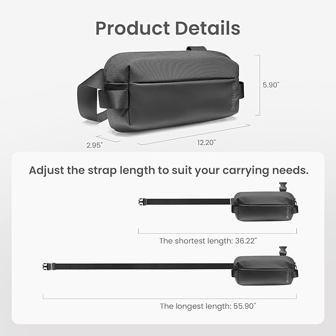 tomtoc Compact EDC Sling Bag, Minimalist Chest Shoulder Backpack Crossbody Bag for Men Women, Lightweight Carry Casual Bag