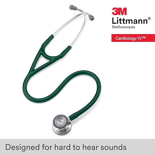3M Littmann Cardiology IV Diagnostic Stethoscope, 6155, More Than 2X as Loud, Weighs Less, Stainless Steel Chestpiece, 27" Hunter Green Tube