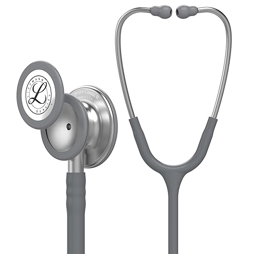3M Littmann Classic III Monitoring Stethoscope, 5621, More Than 2X as Loud, Weighs Less, Stainless Steel Chestpiece, 27" Grey Tube