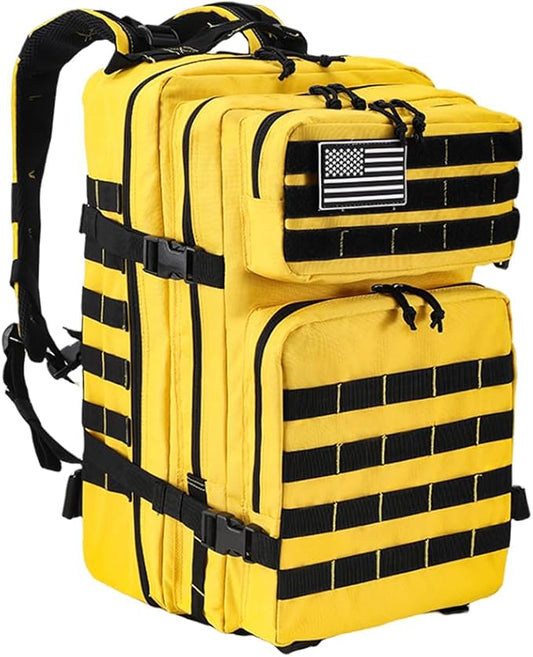 45L Military Tactical Backpack for Men & Women Bug Out Bag Assault pack Molle Daypack Hiking Trekking Rucksack(Yellow)