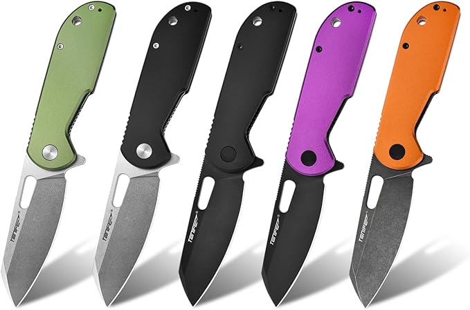 TONIFE Galaxy Mini Folding Knife with D2 Steel Blade and Aluminum Handle, EDC Pocket Tool for Camping, Hiking, and Survival (orange)