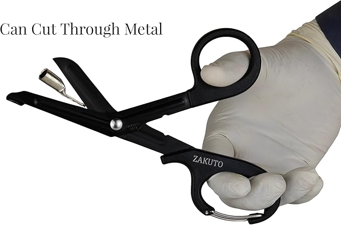 Trauma Shears 2-Pack, 7.5" Stainless Steel Medical Scissors with Fluoride-Coated Non-Stick Blades & Carabiner, Heavy Duty EMT Shears for Nurses, Doctors, EMS, First Aid, Black