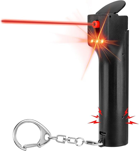 3-in-1 Personal Safety Alarm for Women Self Defence Keychain with Pepper Spray Function, Defense Key Chain, Gel Canister Refillable, Extra Loud Siren, Strobe Lights, Travel Emergency Safe Protection