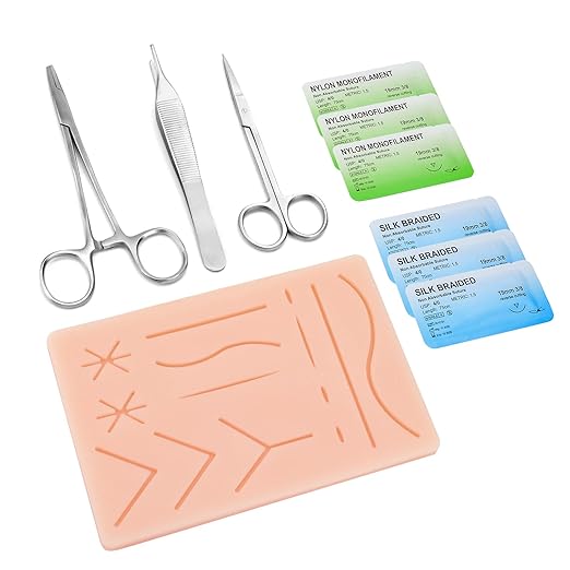 Ultrassist Suture Practice Kit for Medical and Vet Students, Starter Suture Kit Including Durable Silicone Pad, Suturing Tools, for Suture Curriculum Practice (Education Use Only)