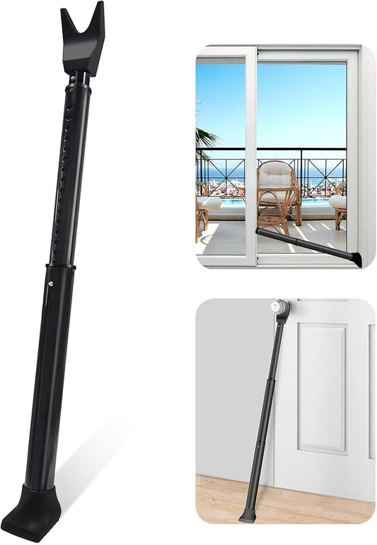 AceMining Upgraded Door Security Bar & Sliding Patio Bar, Heavy Duty Stoppers Adjustable Jammer for Home, Apartment, Travel (1 Pack,Black)