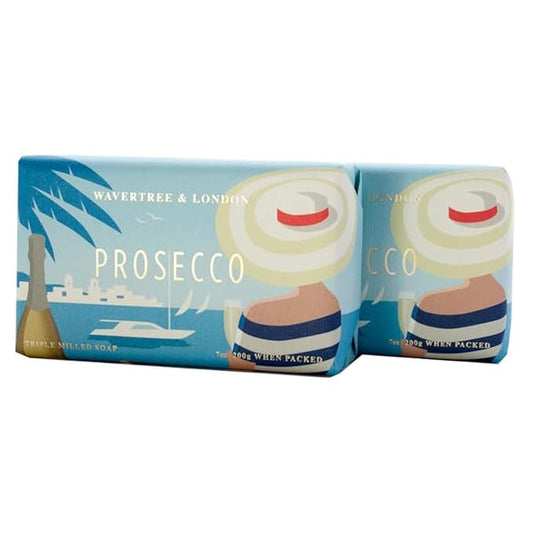 Wavertree & London Prosecco Scented Natural Soap (2 Bars), 7oz Moisturizing French Triple Milled Soap Bars enriched with shea butter - Pure Plant Based Bath & Body Bars for All Skin Types