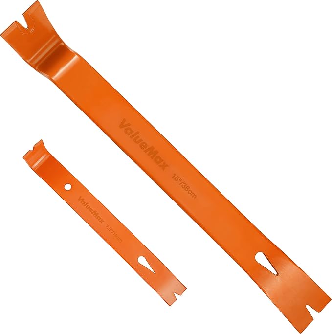 ValueMax 2-piece Flat Pry Bar Set, Includes 7-1/2” Mini Pry Bar, 15” Heavy Duty Nail Puller, Claw Bar, Wonder Bar, Corrosion Resistant Carbon Steel Made, for Kitchen Remodel, Prying Apart Boards