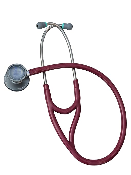 Virtuoso Dual Head Cardiology Stethoscope, Professional Quality, Classic Tube, KS-750 Burgundy