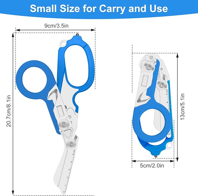 6in1 trauma shears - emergency responders, outdoor emergencies scissor, medical staff, and outdoor camping scissors, ttrauma scissors(blue)