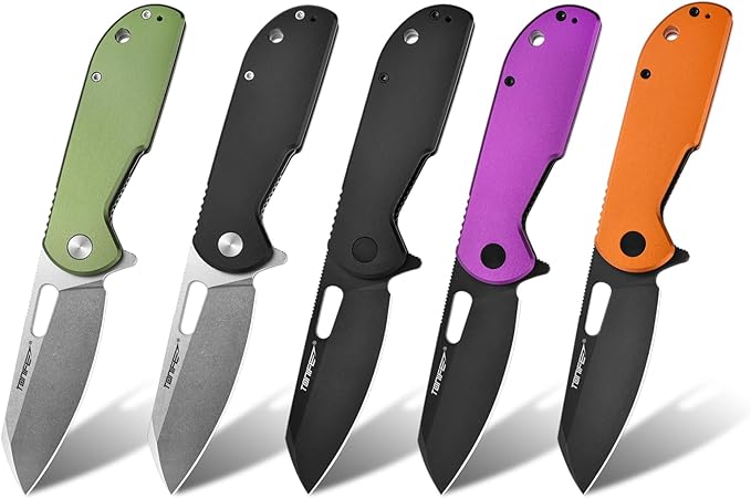 TONIFE Galaxy Mini Folding Knife with D2 Steel Blade and Aluminum Handle, EDC Pocket Tool for Camping, Hiking, and Survival (green)