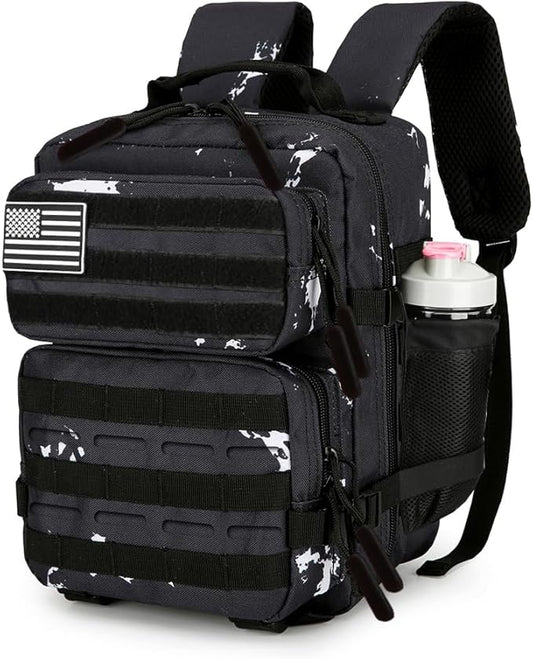 9L Mini Tactical Backpack 9L Assault Pack 9L Tactical Backpack Hiking Fitness Backpack(Black & white dots)