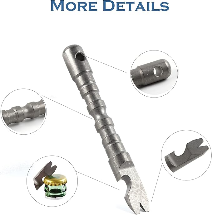 Titanium Alloy EDC Pry Bar with Bottle Opener Screwdriver Function Multi Tool (Grey)