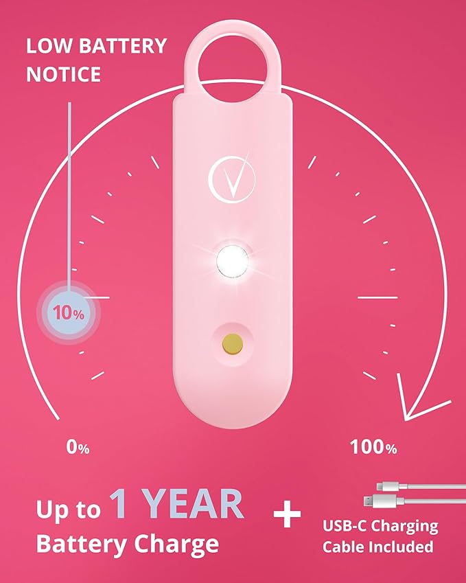 Vantamo Personal Alarm for Self Defense with Low Battery Notice, Strobe Light & Extra Loud 130 dB Double Speakers Safety Keychain Set for Women, Rechargeable Panic Button for Womens Self Defense