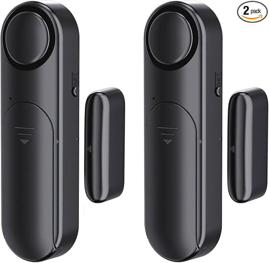Window and Door Alarm When Opened (2 Pack) for Kids Safety/Home Security, Wireless Sliding Door Opening Sensor Alarms for Dementia, 120dB Burglar Alert, Ideal for Business, Garage, Apartment, Black