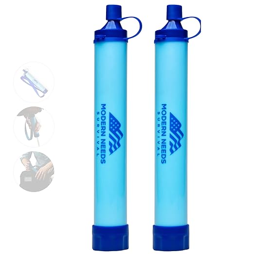Ready Filter Personal Water Filter Straw | Backpacking Water Filter for Hiking & Camping | Portable Water Purifier Camping | Emergency Survival Gear & Camping Survival Kit | 2 Pack
