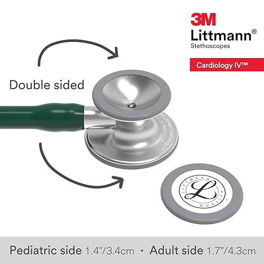 3M Littmann Cardiology IV Diagnostic Stethoscope, 6155, More Than 2X as Loud, Weighs Less, Stainless Steel Chestpiece, 27" Hunter Green Tube