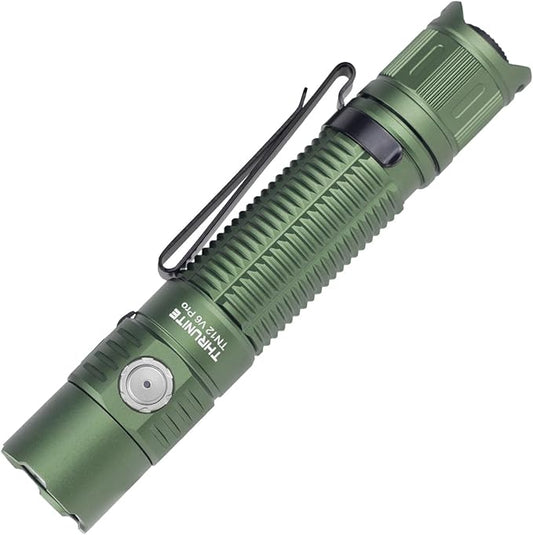 ThruNite TN12 V6 Pro Tactical LED Flashlight, High 1705 Lumens Dual Switch, USB-C Rechargeable Flashlight Compact for EDC, Law Enforcement, and Outdoor Use (Green)