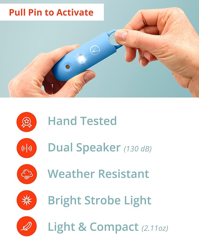 Vantamo Personal Alarm for Self Defense with Low Battery Notice, Strobe Light & Extra Loud 130 dB Double Speakers Safety Keychain Set for Women, Rechargeable Panic Button for Womens Self Defense