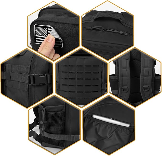 QT&QY 25L/45L Military Tactical Backpack For Men Molle Daypack 3 Day Bug Out Bag Hiking Rucksack With Bottle Holder