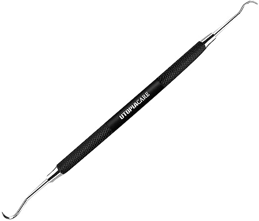 Utopia Care Professional Dental Tartar Scraper Tool, Dental Pick, 6.5 Inch Double Ended Tartar Remover for Teeth, Plaque Remover, Tooth Scraper, Black, 1 Piece