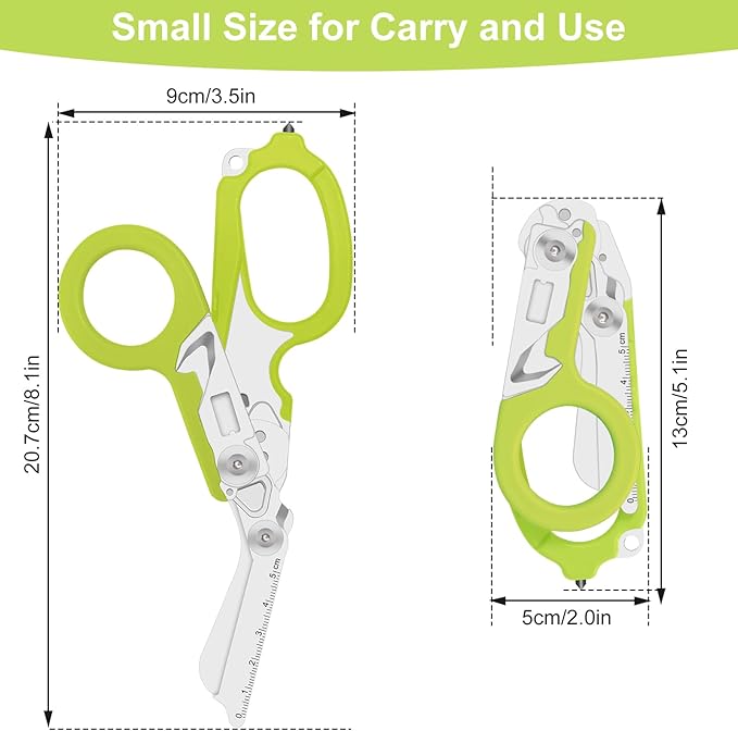 6in1 trauma shears - emergency responders, outdoor emergencies scissor, medical staff, and outdoor camping scissors, ttrauma scissors (green)