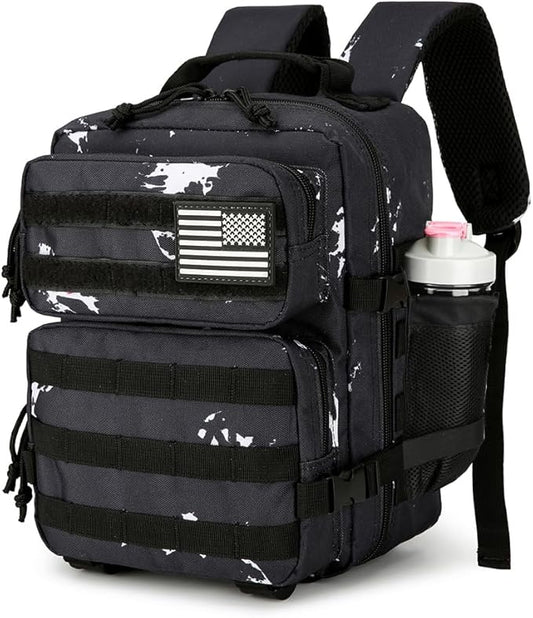 9L Mini Tactical Backpack for Men and Women, Tactical Backpack Small for Hiking, Small Tactical Bag (Black Lightning)