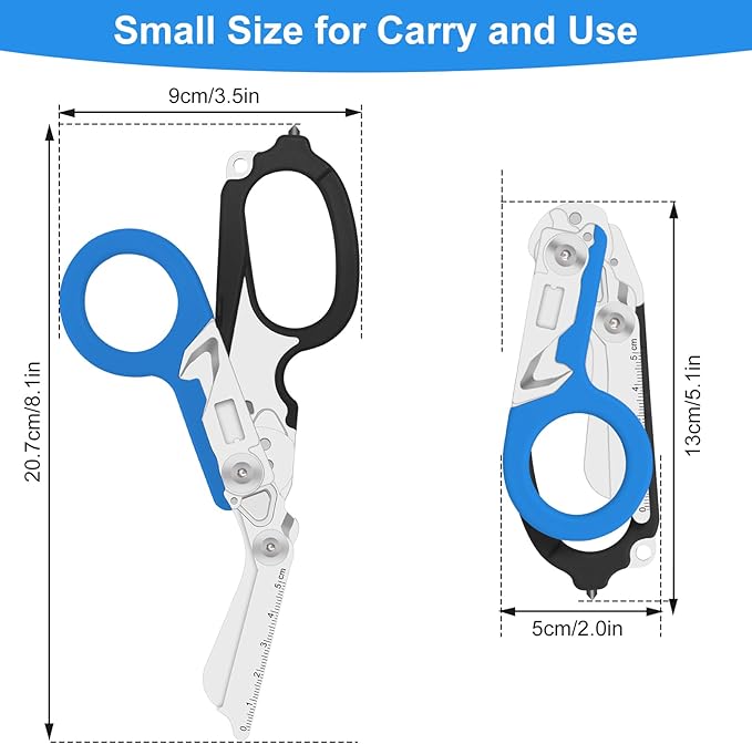 6in1 trauma shears - emergency responders, outdoor emergencies scissor, medical staff, and outdoor camping scissors, ttrauma scissors (blue-black)