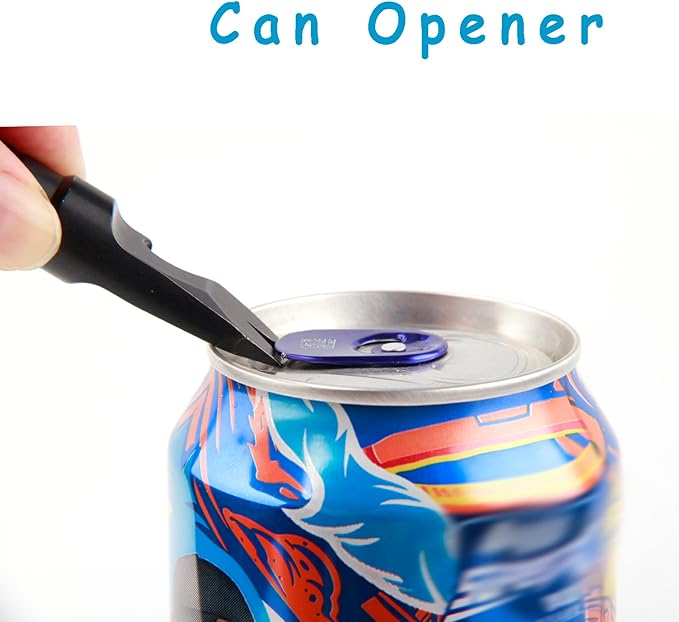 Titanium Alloy EDC Pry Bar with Bottle Opener Screwdriver Function Multi Tool (Black)