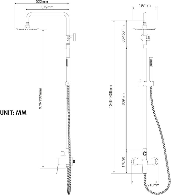 Rainsworth Outdoor Shower Kit Chrom - Single Handle Brass Valve, 8 Inch Rain Shower Head and Handheld Spray Shower Fixture Combo, SUS 304 Stainless Steel Wall-Mounted Faucet